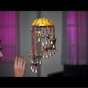 WIND CHIME HANDCRAFTED ELEPHANT PATTERN BELLS AND BEADS HANGABLE HOME DECORATION